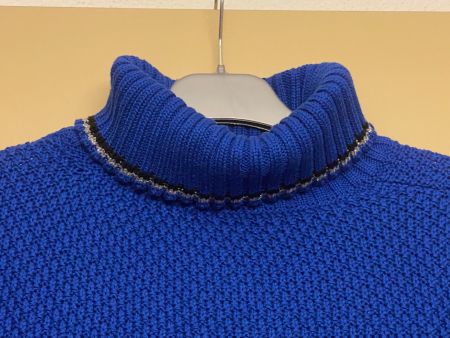 Rollkragen Pullover Strick blau, Grösse 44/ L