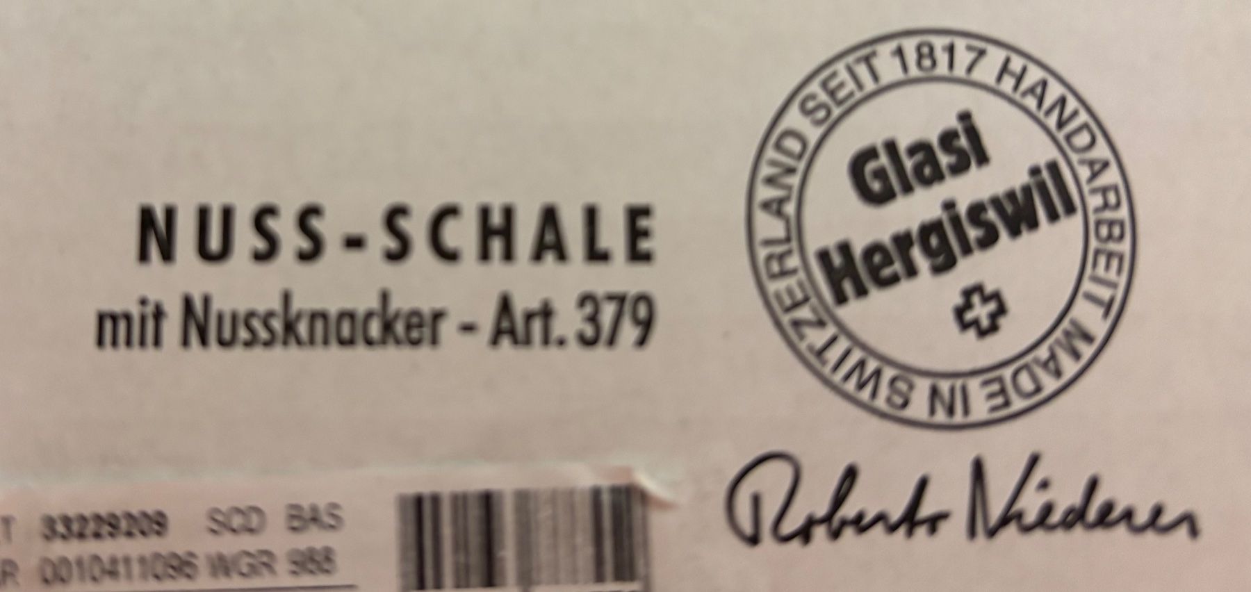 Glasi Hergiswil Alle Dekorationen: Nuss-Schale mit Nussknacker Glasi Hergiswil – Neu und originalverpackt aus Dällikon von Beeline 2