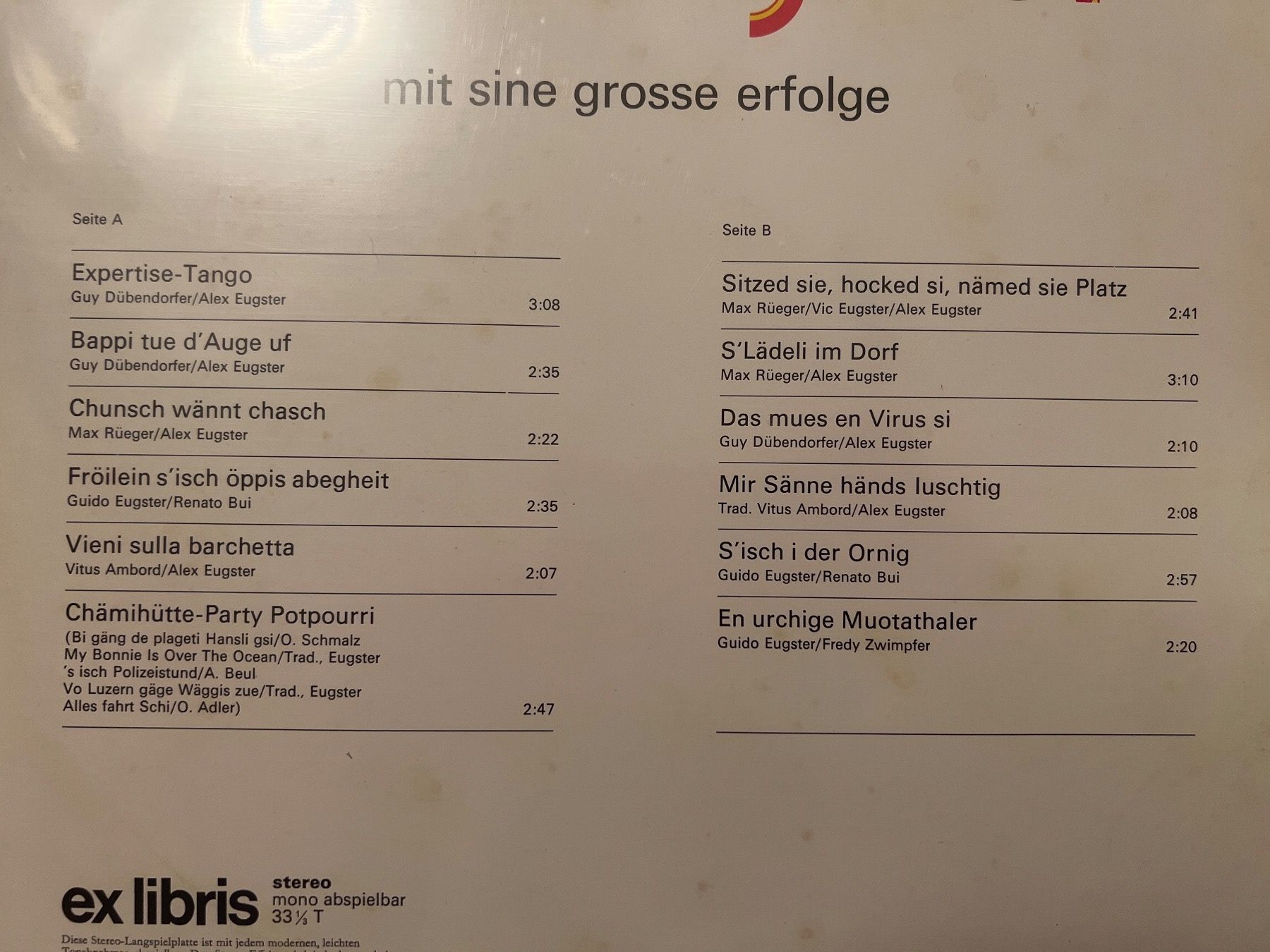 Schallplatten: Trio Eugster LP – Gebraucht aus Gutenswil von Hamzian 1