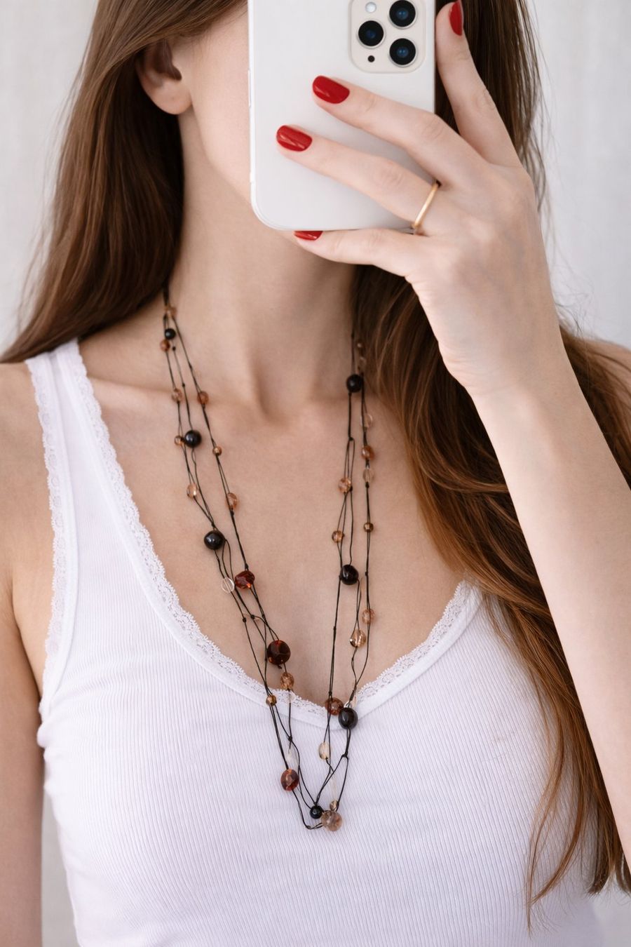 Ketten: Lange braune Kette Perlen – Neu (gemäss Beschreibung) aus Fully von VaneaSelection 1