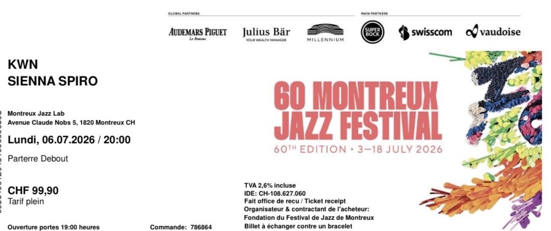 Biglietti: 2x kwn + sienna spiro tickets 06.07 – Nuovo e nell'imballaggio originale da Greifensee venduto da micheste