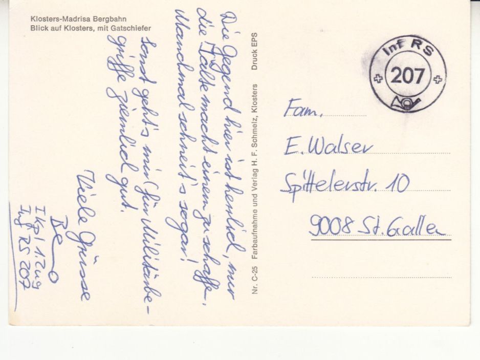 Cartoline postali: Klosters Madrisa ca. 1970 – Usato da Bürglen TG venduto da StampGraf 1