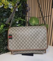 Gucci Schultertasche Monogram Leder braun Beige Guter