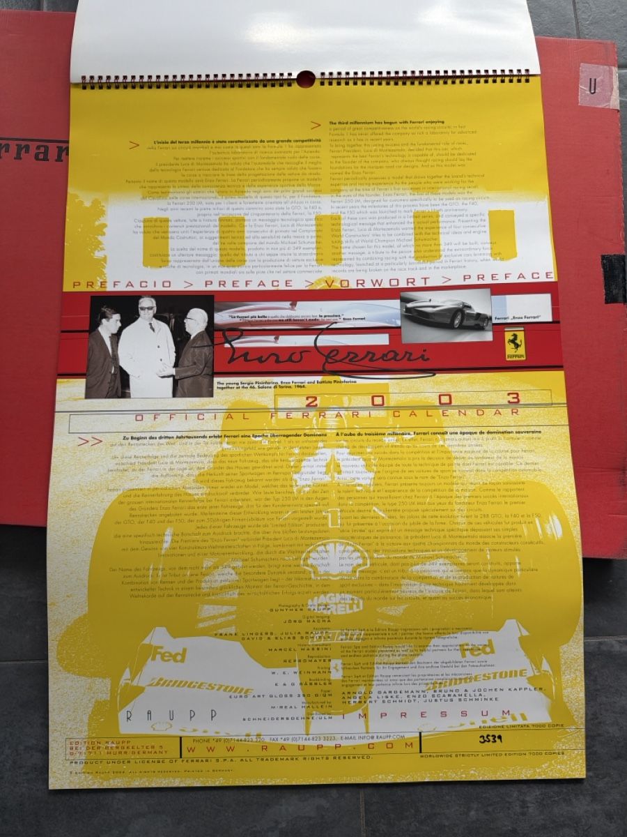 Ferrari Calendari: Original Ferrari Kalender 2003 – Usato da Wolfwil venduto da Rolex1 1