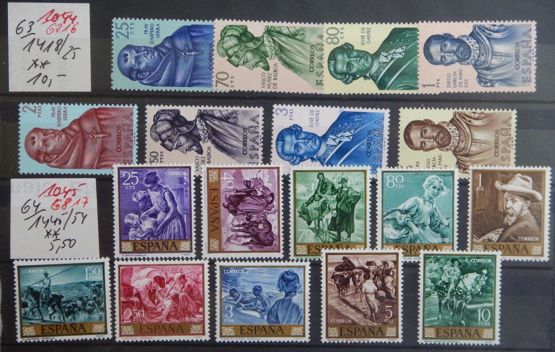 Tutti i francobolli: Spanien ex. Kat. 1418-1454 ** Kat. 15 Euro – Usato da Zürich venduto da Muehlekauf