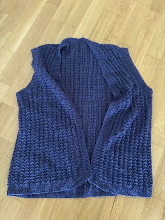 Gilet femme sans manches bleu en maille