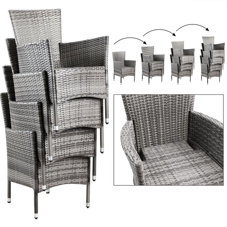 Polyrattan Sitzgruppe 9 teilig - Grau 9