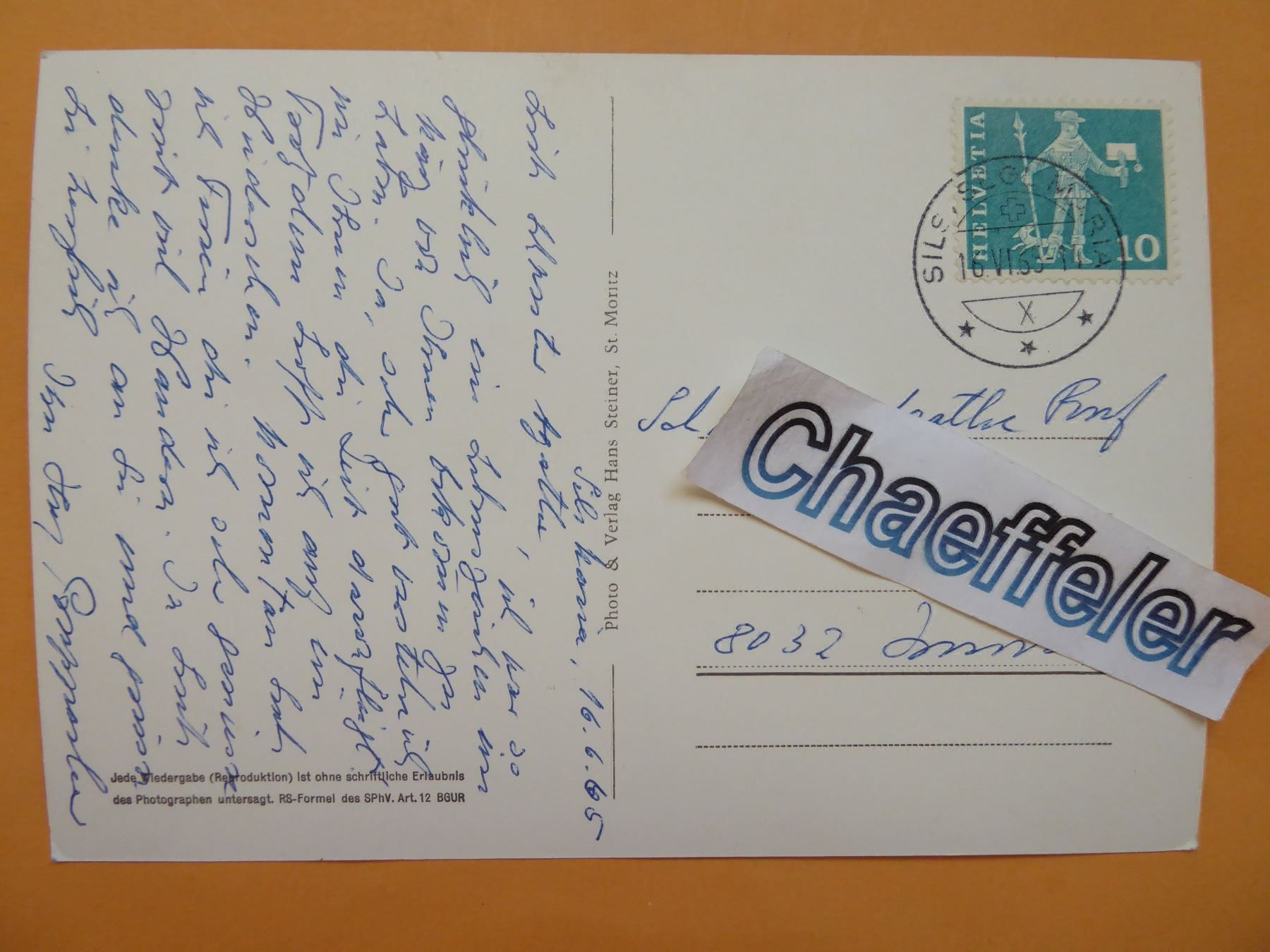 Cartoline postali: 1965 Gresavalvas mit Piz Lagrav. – Usato da Zürich venduto da Chaeffeler 1