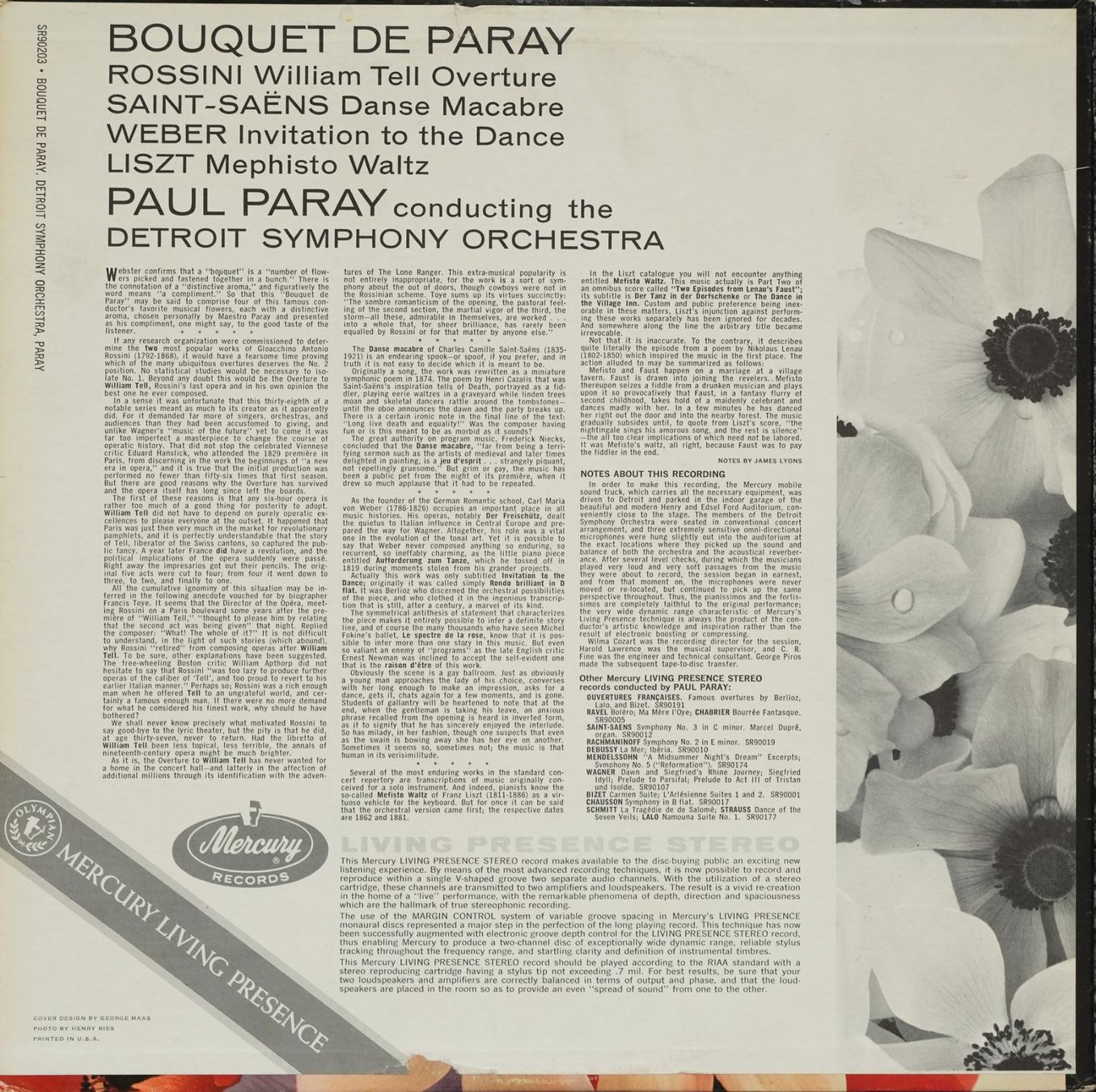 Dischi in vinile: Mercury SR 90203 / Bouquet de Paray – Usato da Brunnen venduto da Techfreak1 1