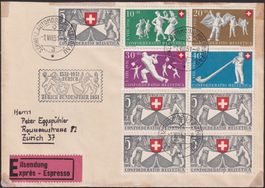 1951, B51-B55 auf Express-Brief: 1.August Zürich Aut'po'büro