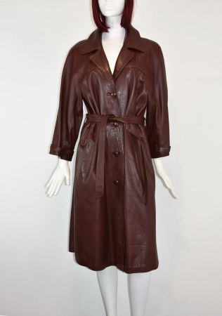 Damen Leder Mantel Echt Leder Trenchcoat Mantel/braun/Gr.S-L