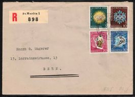 1948, Olympische Spiele St.Moritz Nr.W25w-W28w auf FDC