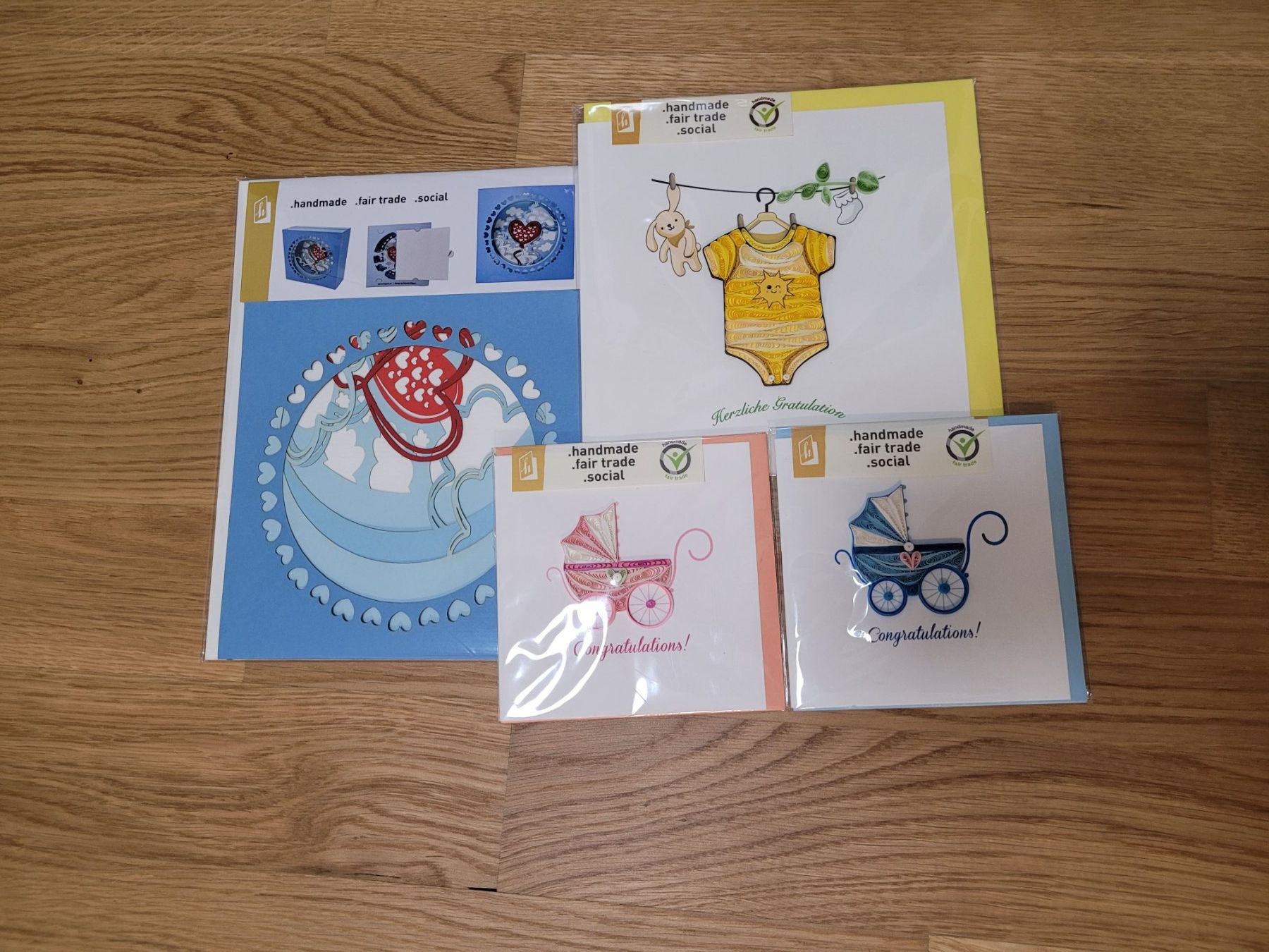 Cartoline: Karten zur Geburt, 4er Set, Neu – Nuovo e nell'imballaggio originale da Ufhusen venduto da Sandra189