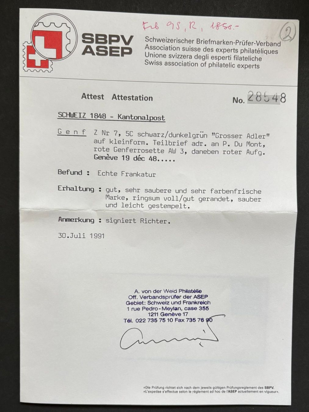 Alle Briefmarken: SCHWEIZ 1848 KANTONALPOST MIT ATTEST – Gebraucht aus Ostermundigen von Heavenmaus75 2