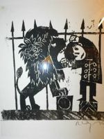 Kunst Holzschnitt v Röbi Wyss 1968