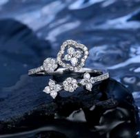 Bague argent avec diamants de moissanite certifiés GRA