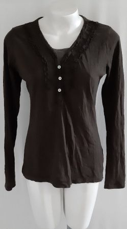 ZERO Damen Langearm Top Grün Gr.40 (Eng geschneiten )