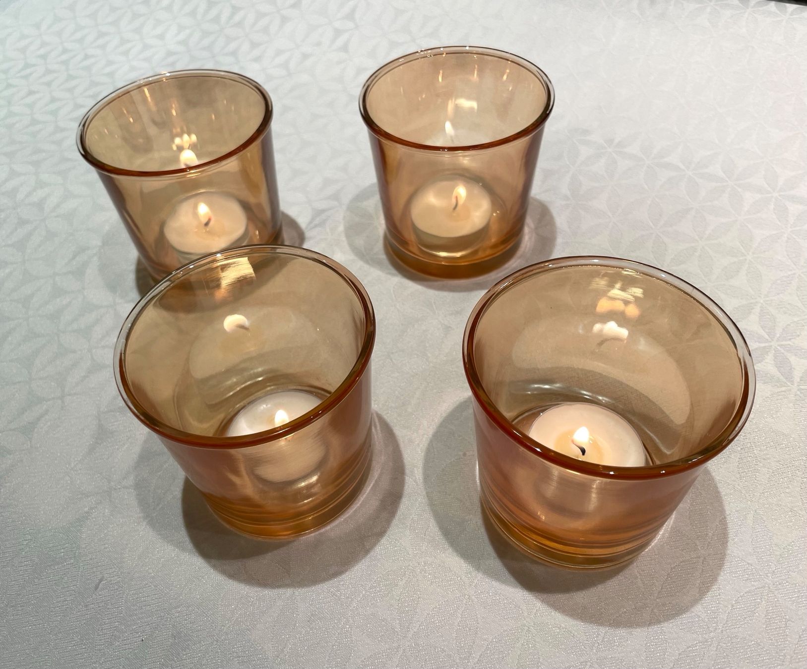 Portacandele: 4 bougeoirs couleur ambre – Nuovo (secondo la descrizione) da Genève venduto da flocon06 1
