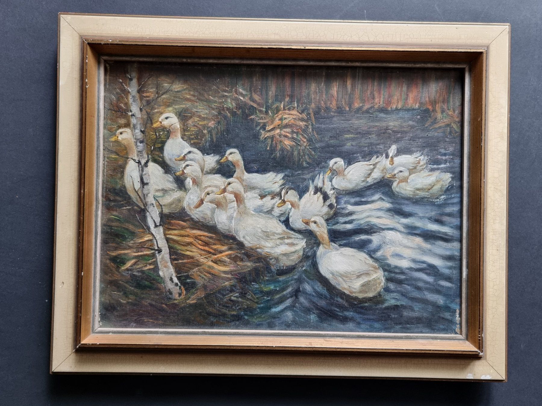 Gemälde: GEMÄLDE MIT ENTEN AUF KEILRAHMEN MIT RAHMEN – Gebraucht aus Gersau von kunst-online 2