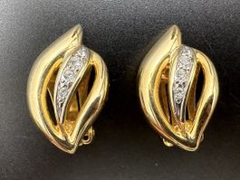 Vintage goldfarbene Ohrringe mit Strasssteinen, Clip