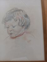 Zeichnung Kinderportrait, gerahmt, signiert H. Lüthi