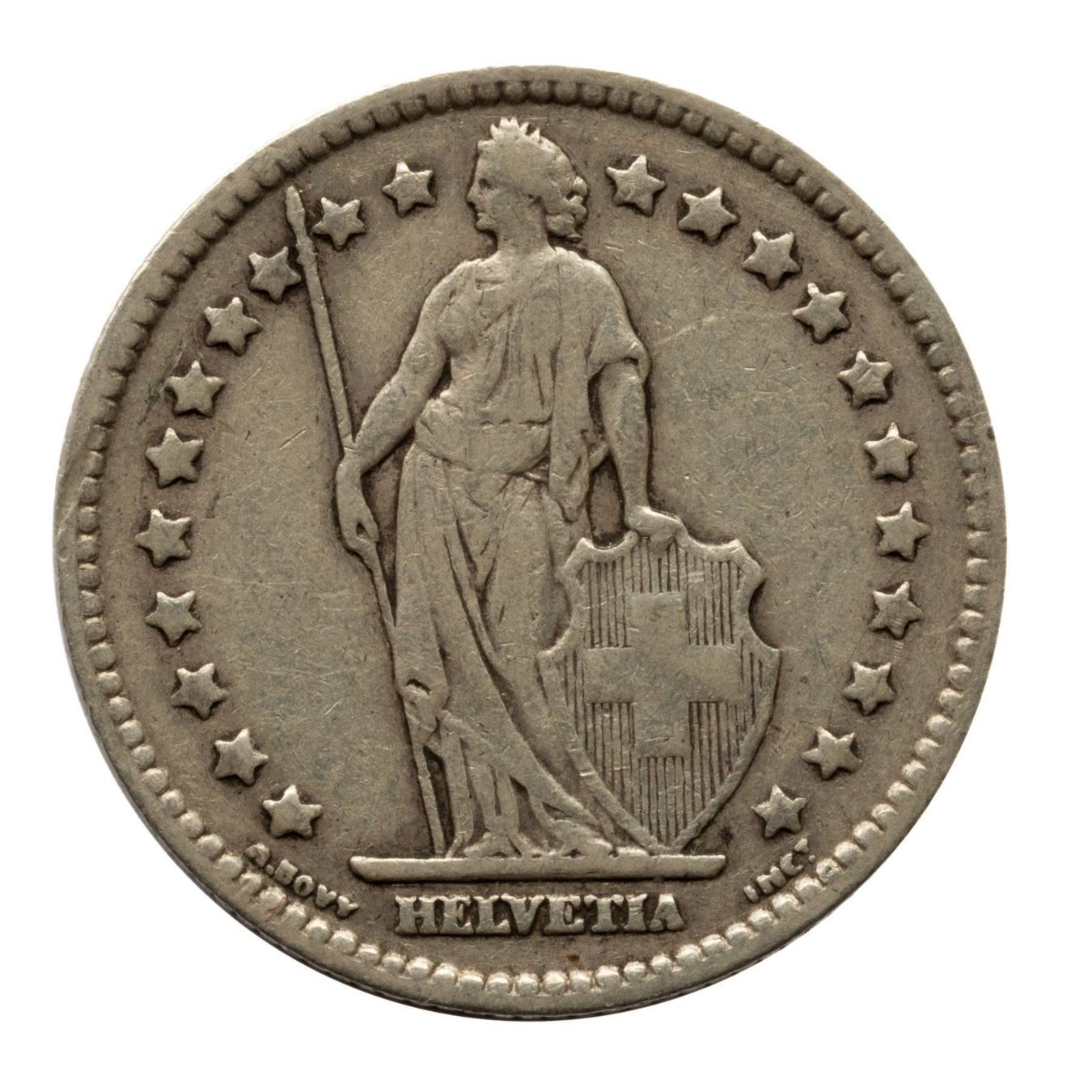 Tutti le monete: Schweiz - 1 Franken - 1905 - Silber – Usato da Rotkreuz venduto da Swiss-Coins 1