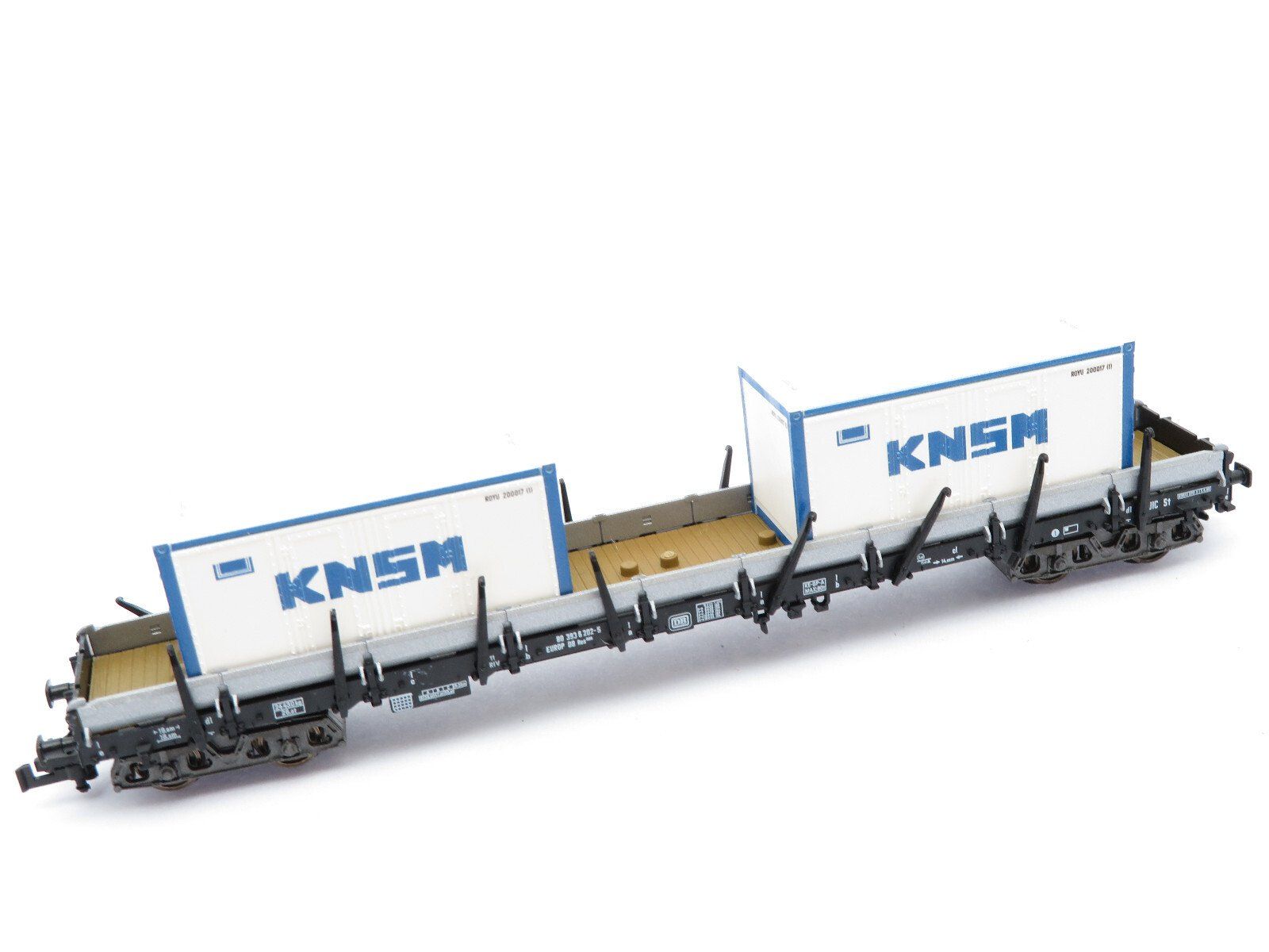 Fleischmann Modellini di ferrovie: Fleischmann Spur N 4achs. Flachwagen mit 2x Container "KNSM" – Usato da Unterengstringen venduto da b.kaiser81 1