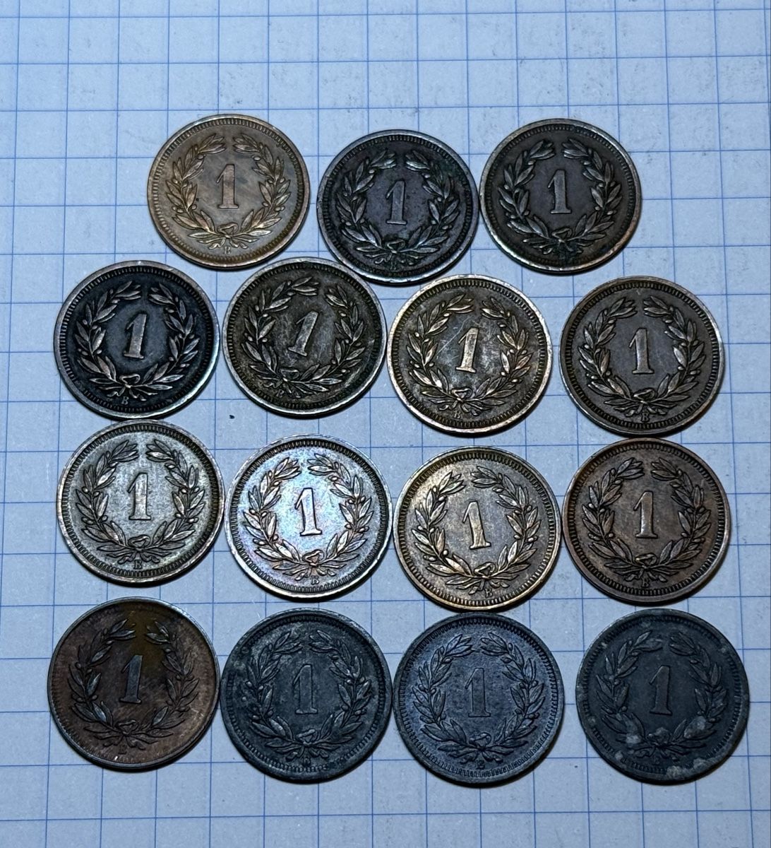Tutti le monete: Schweiz 1 Rappen 1913-1946 – Usato da Zürich venduto da daki81 1