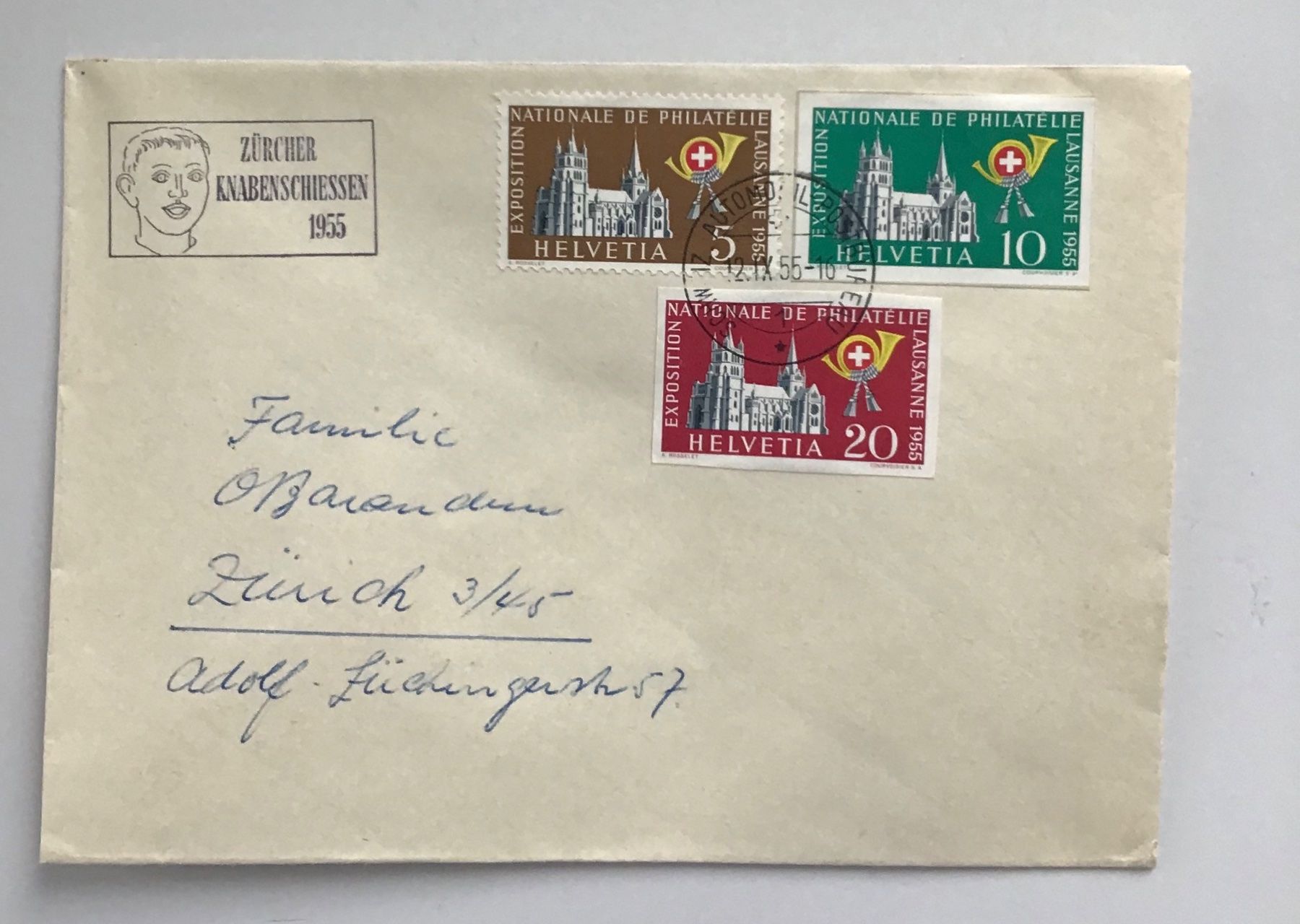 Alle Briefmarken: Helvetia Briefmarken 1955 – Gebraucht aus Adliswil von RiBu
