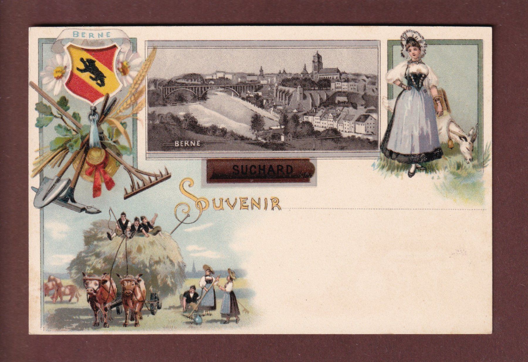 Cartoline postali: Souvenir de BERNE - Suchard – Usato da Pully venduto da nicecards