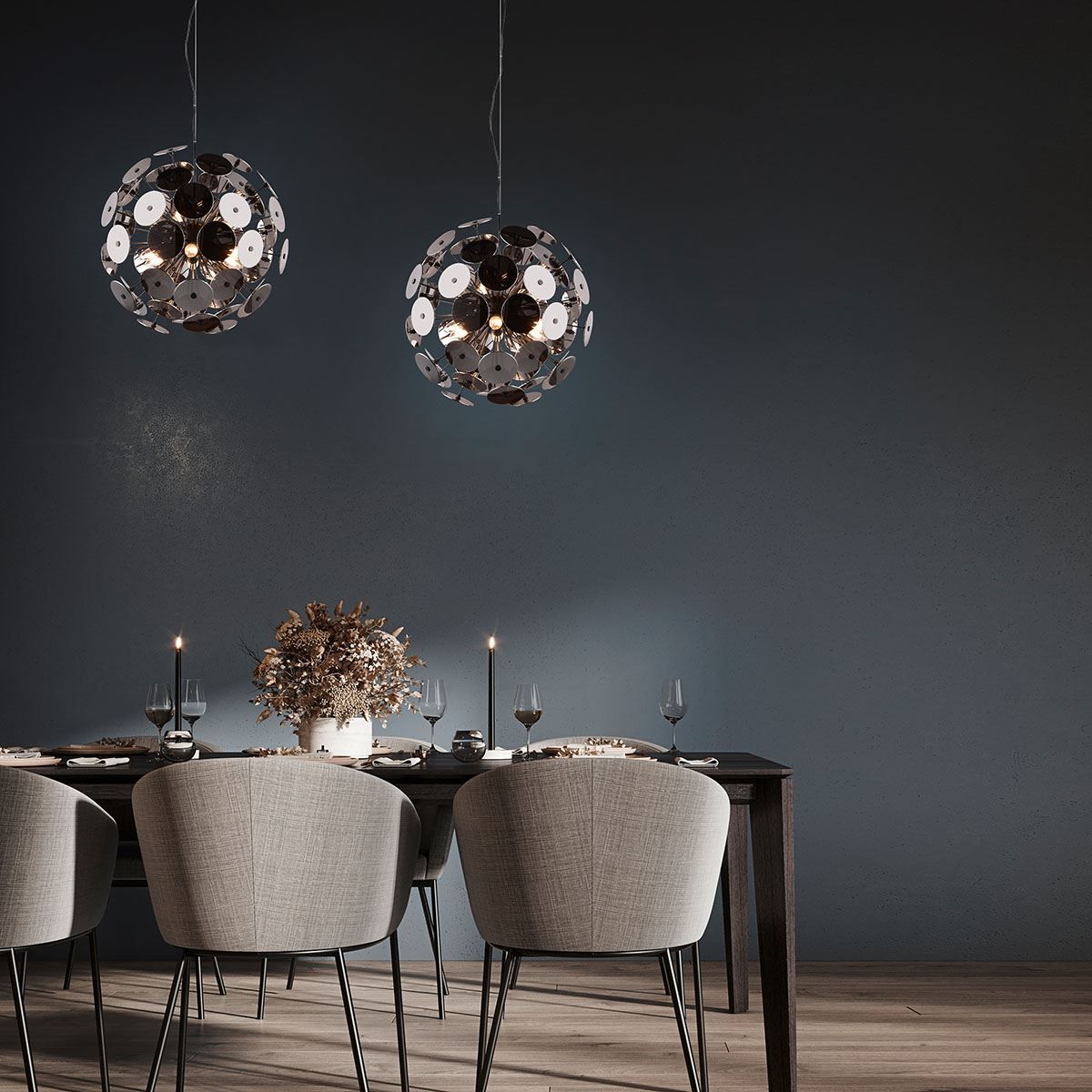 Kronleuchter & Deckenlampen: Pendelleuchte, Schwarz, Chrom, 54 cm Ø – Neu (gemäss Beschreibung) aus Kreuzlingen von Smart-Light 1