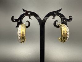 Vintage-Ohrringe Cabouchon Paris – Goldfarben, strass