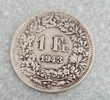 Schweizer 1‑Franken‑Silbermünze von 1943 (0.835 Silber, 5 g)