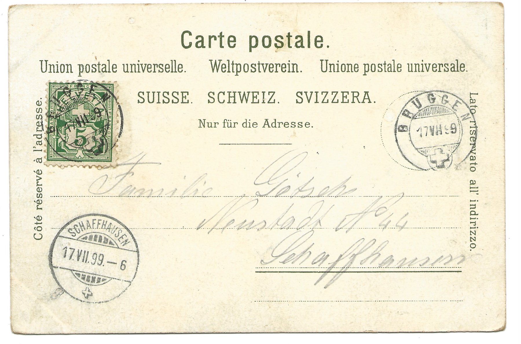 Cartoline postali: Berggesicht - Walensee mit 7 Churfirsten - uralte Litho 1899 – Usato da Engelburg venduto da Cartophil 1