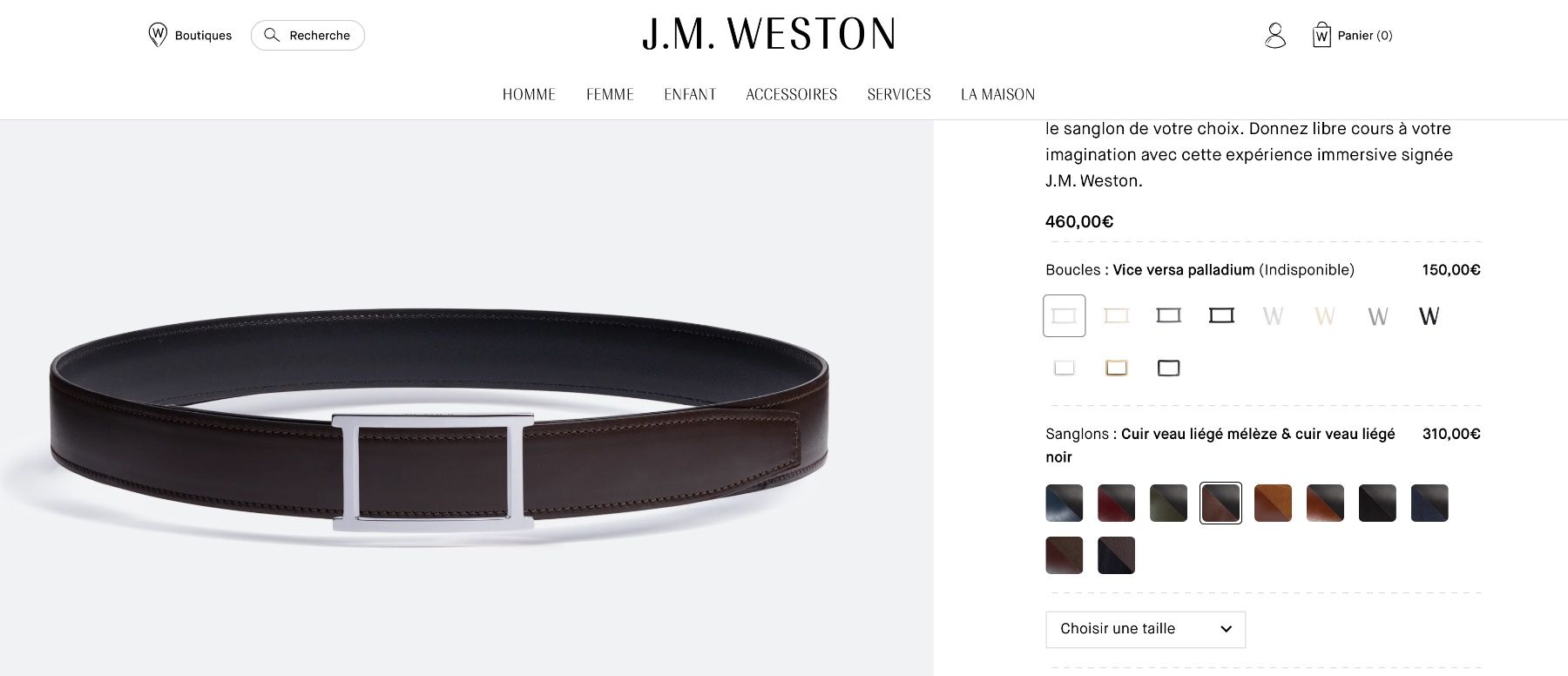 Cinture: Ceinture J.M. Weston réversible – Usato da Givrins venduto da Nicolux01
