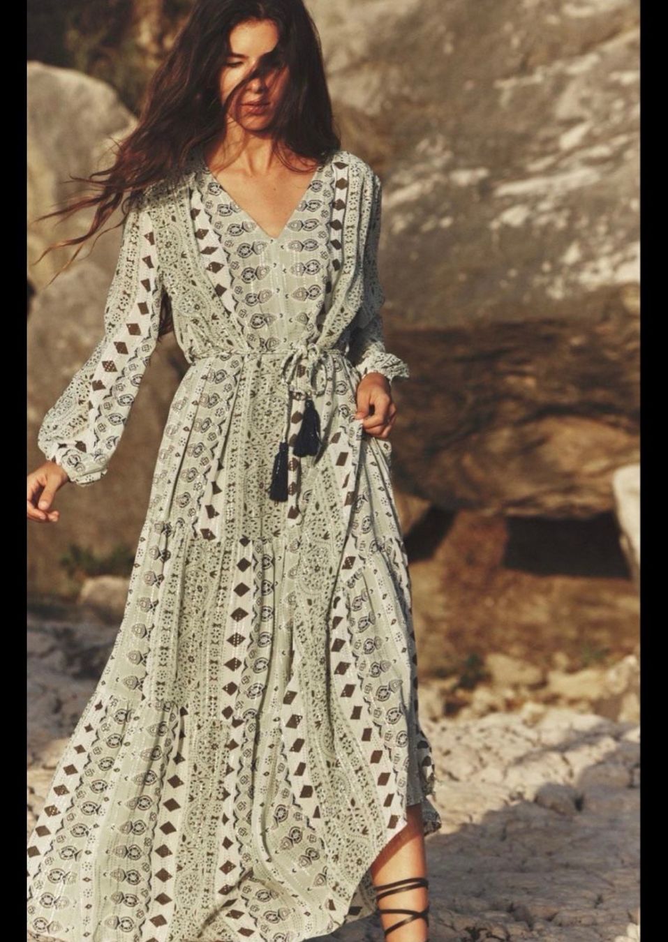 Zara Vestiti: ZARA Boho Metallic Maxi Kleid Chiffon S – Usato da Courroux venduto da lan_5f9f
