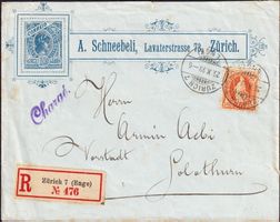 1899: Stehende Helvetia Nr. 66D, auf illustr. R-Firmenbrief