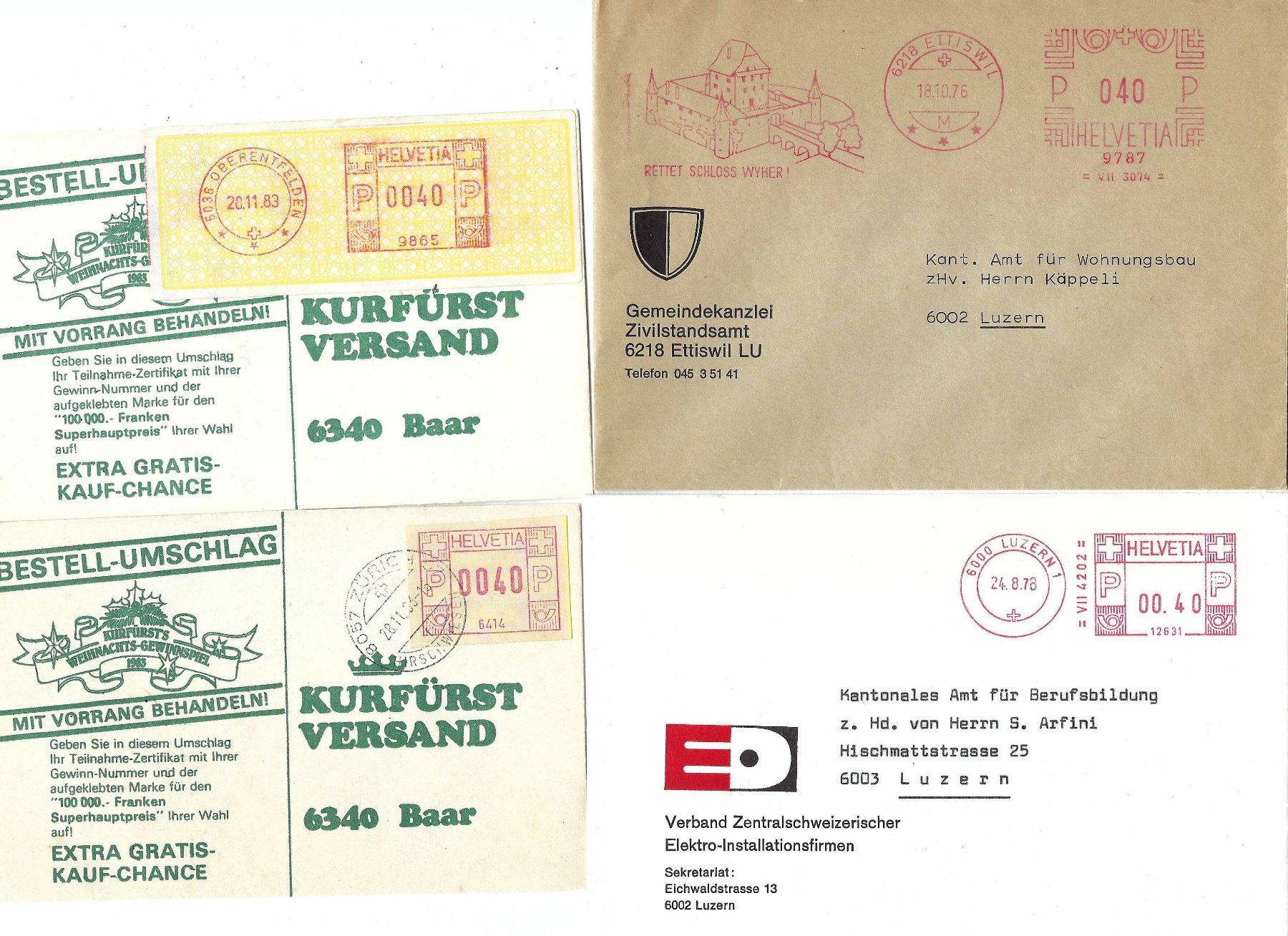 Tutti i francobolli: 8 Belege mit Freistempel wb – Usato da Aarau venduto da fussball-fussball