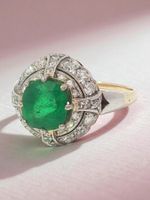 Sale- Antik 14 kt Gold Smaragd Diamant Ring