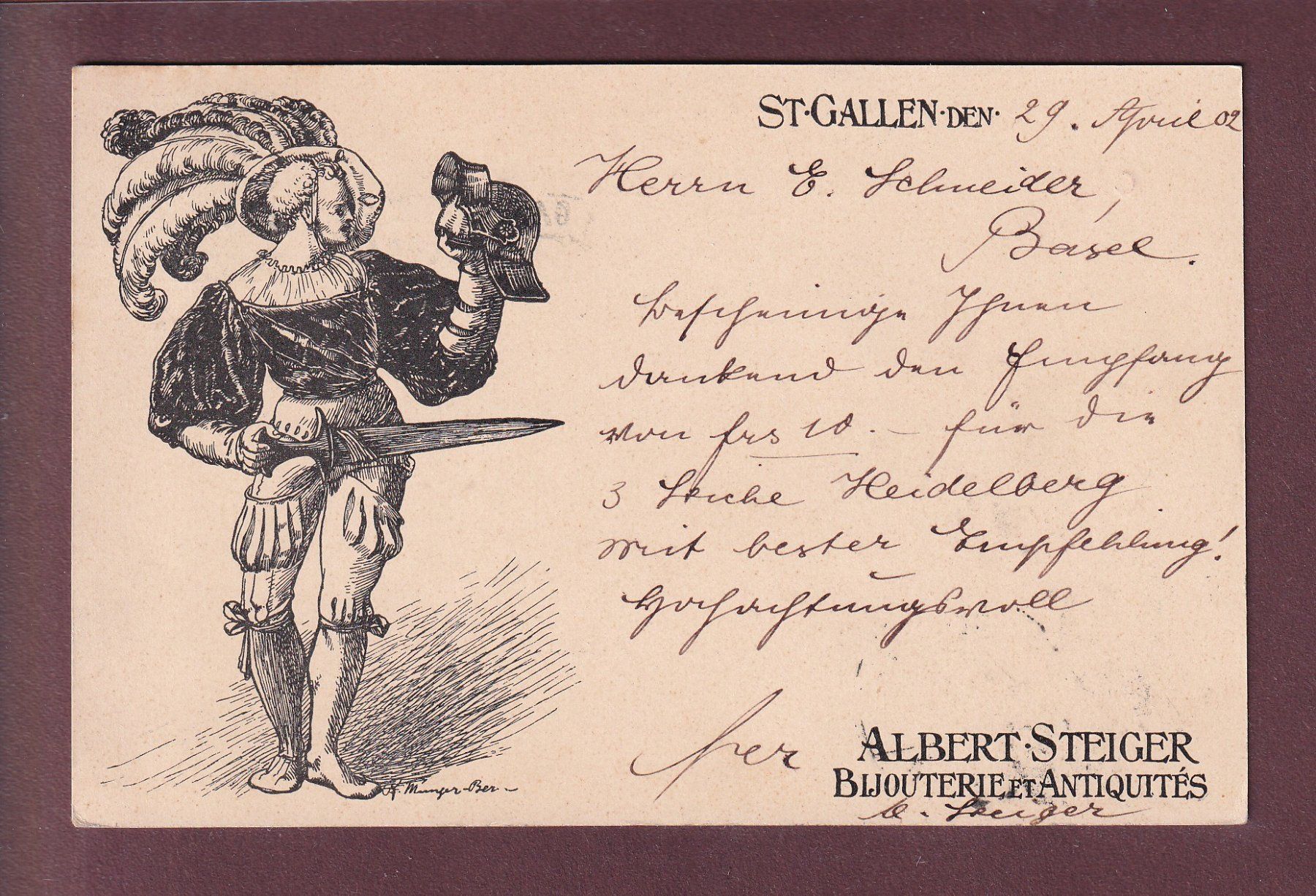 Cartoline postali: ST. GALLEN - Albert Steiger Bijouterie - 1902 – Usato da Pully venduto da nicecards
