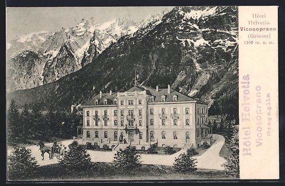 Cartoline postali: AK Vicosoprano / Grisons, Hotel Helvetia – Usato da Berlin venduto da bartko-reher