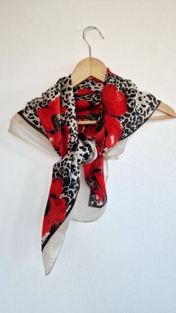 Damen Foulard ca. 85cm x 89cm Weiss Grau Schwarz Rot