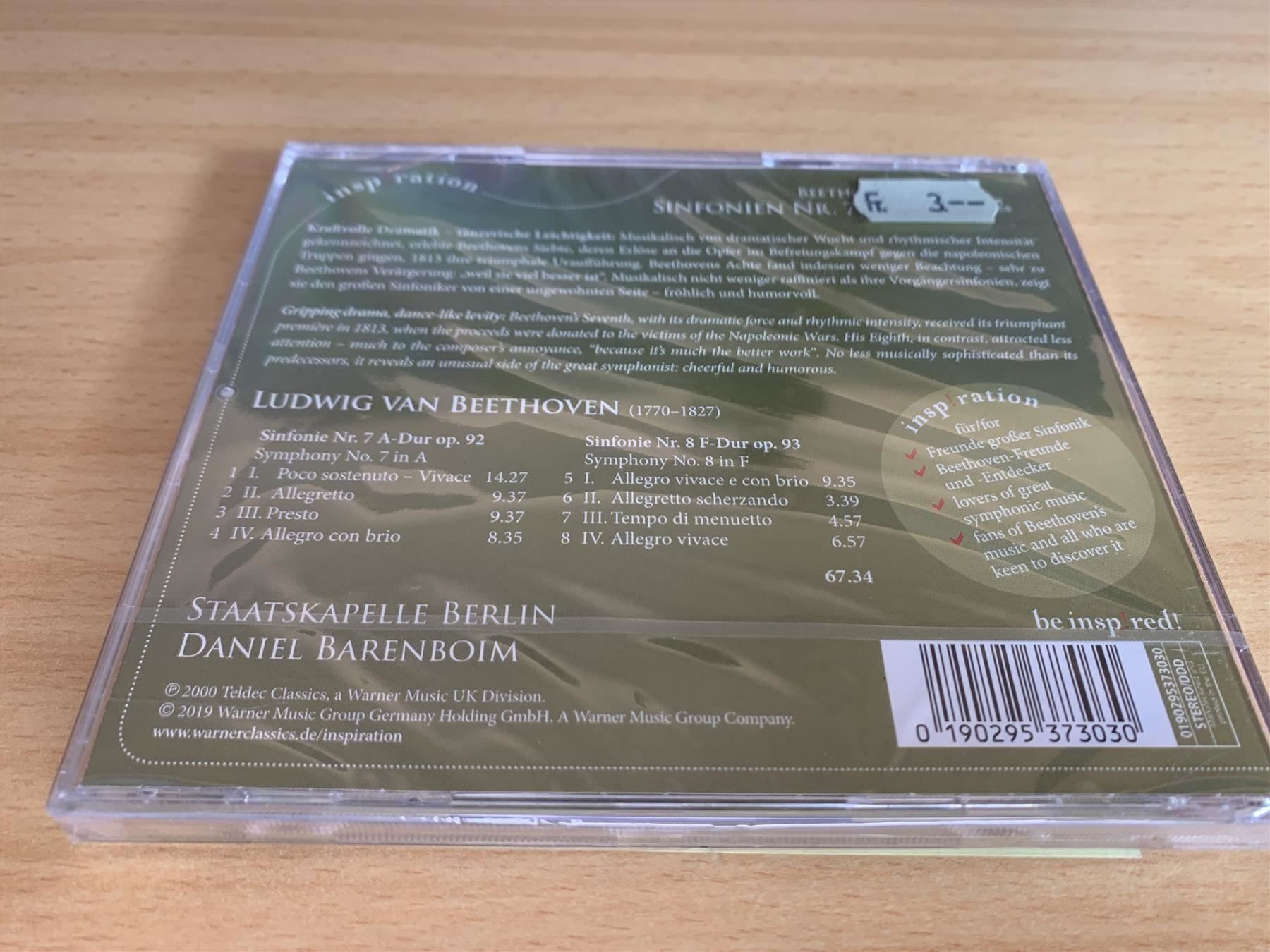 CD: Beethoven - Sinfonien Nr. 7 & 8 – Nuovo e nell'imballaggio originale da Rikon im Tösstal venduto da Alpenmutz 1