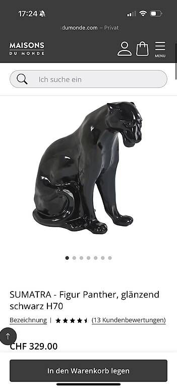 Statuette: SUMATRA - Figur Panther, glänzend schwarz H70 – Usato da Zürich venduto da Marti97 3