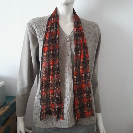 Herbstlicher Schal, braun orange kariert, Vintage 🍂