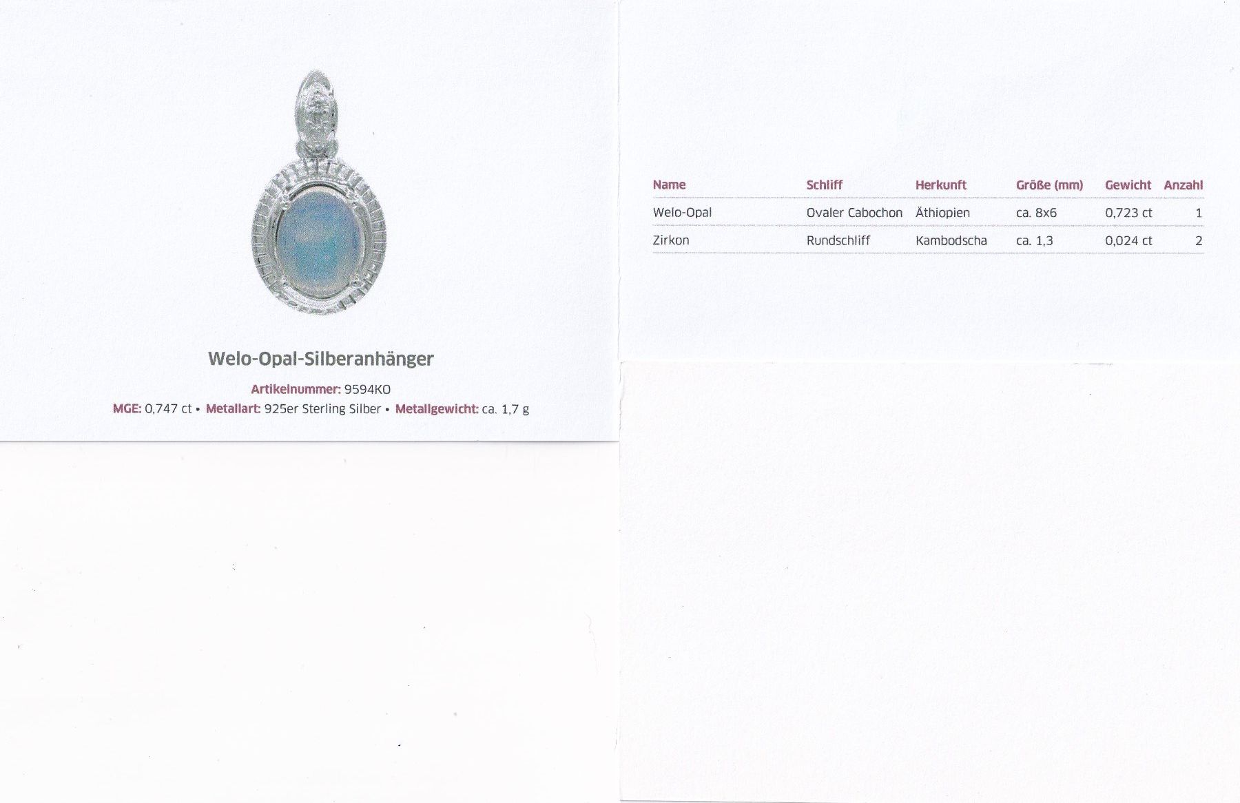 Anhänger: Echtschmuck: Welo-Opal Silberanhänger – Neu (gemäss Beschreibung) aus Zuchwil von maumauchi 1