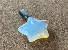 Opalite star pendant silver/ white translucent colored