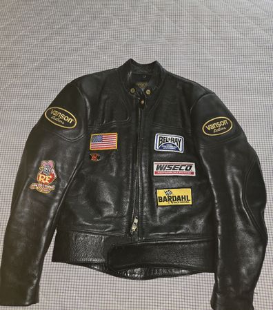 Vintage Vanson Leather Motorcycle Jacket with Patches -