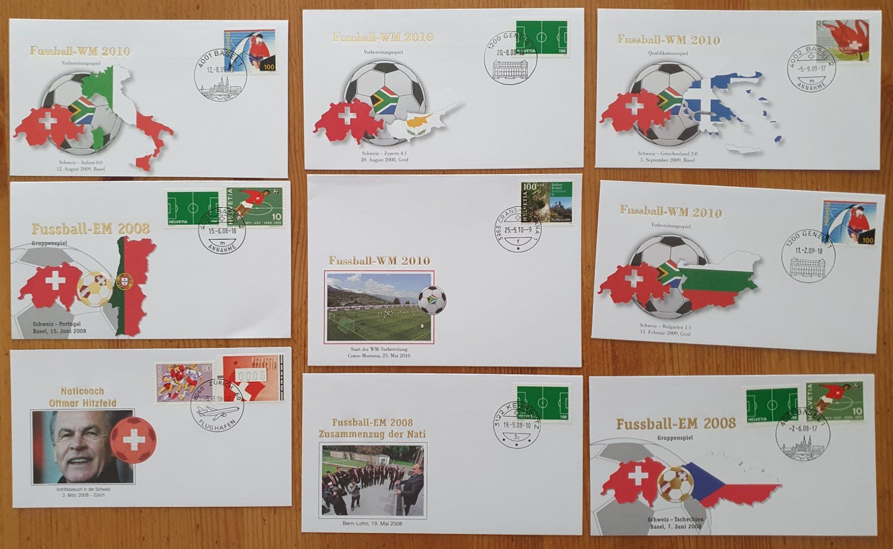 Alle Briefmarken: 45: Belege  Fussball EM - oder Weltmeisterschaft 2008 / 2012 – Gebraucht aus Dällikon von Minita 2