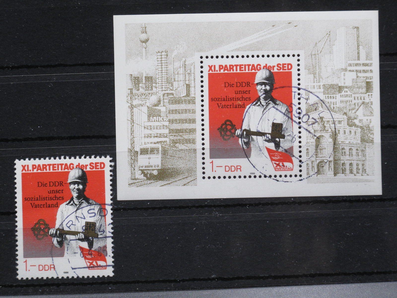 Tutti i francobolli: DDR 1986 Bauarbeiter Block 83 gest. – Usato da Wil SG venduto da fva01